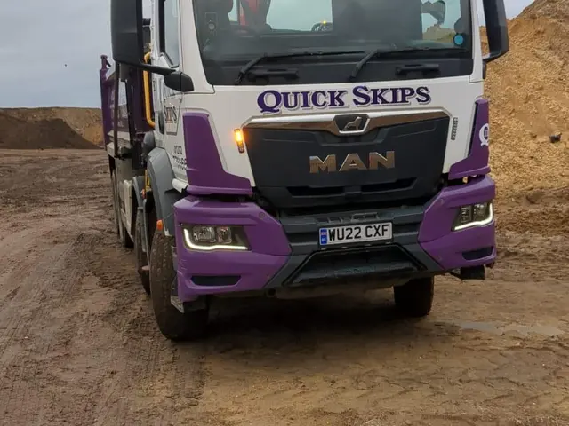 Quick Skips grab lorry on site near Ringwood